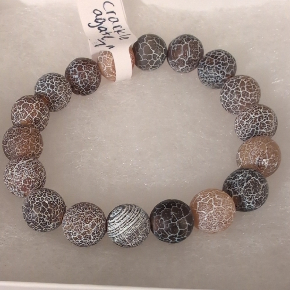 Handmade Crackle Agate Bead Stretch Bracelet